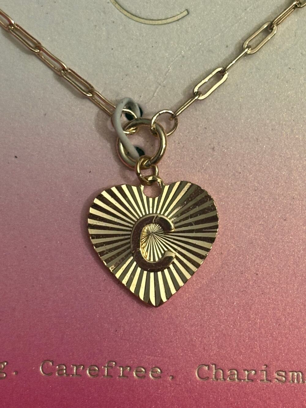 A New Day 14K Gold Dipped Initial C Heart Necklace 16–18”